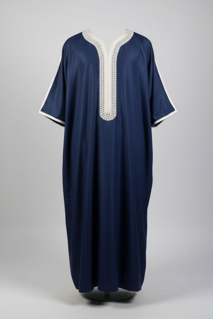 Stylish Men's Black Long Shirt Muslim Robe