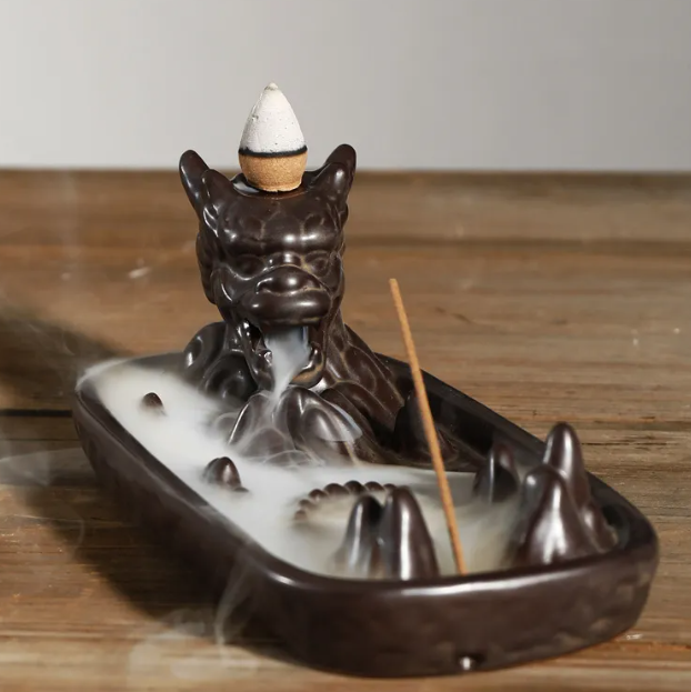Ceramic Backflow Incense Burner – Waterfall Smoke Effect | Meditation, Relaxation & Home Décor | Backflow Incense Cone Holder