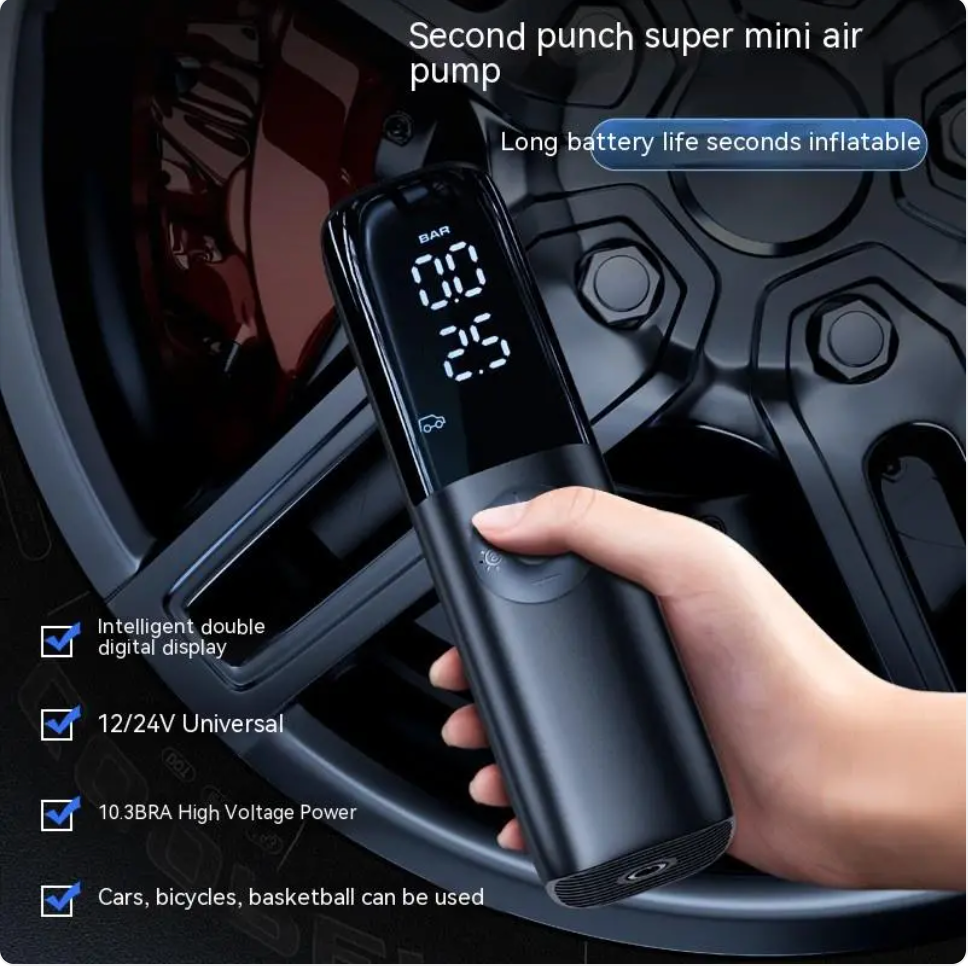 Portable Electric Car Air Pump – 220W Tire Inflator with Built-In Pressure Gauge | 12V/24V | Compact & Fast