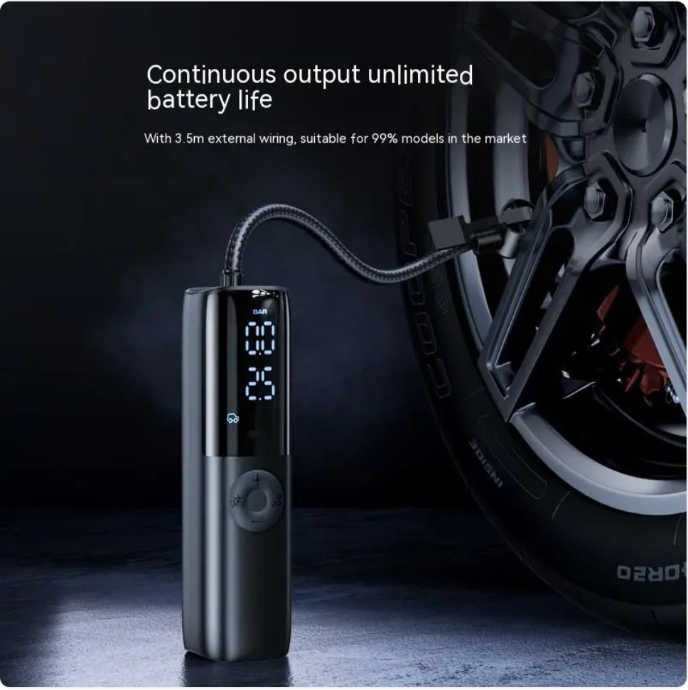 Portable Electric Car Air Pump – 220W Tire Inflator with Built-In Pressure Gauge | 12V/24V | Compact & Fast