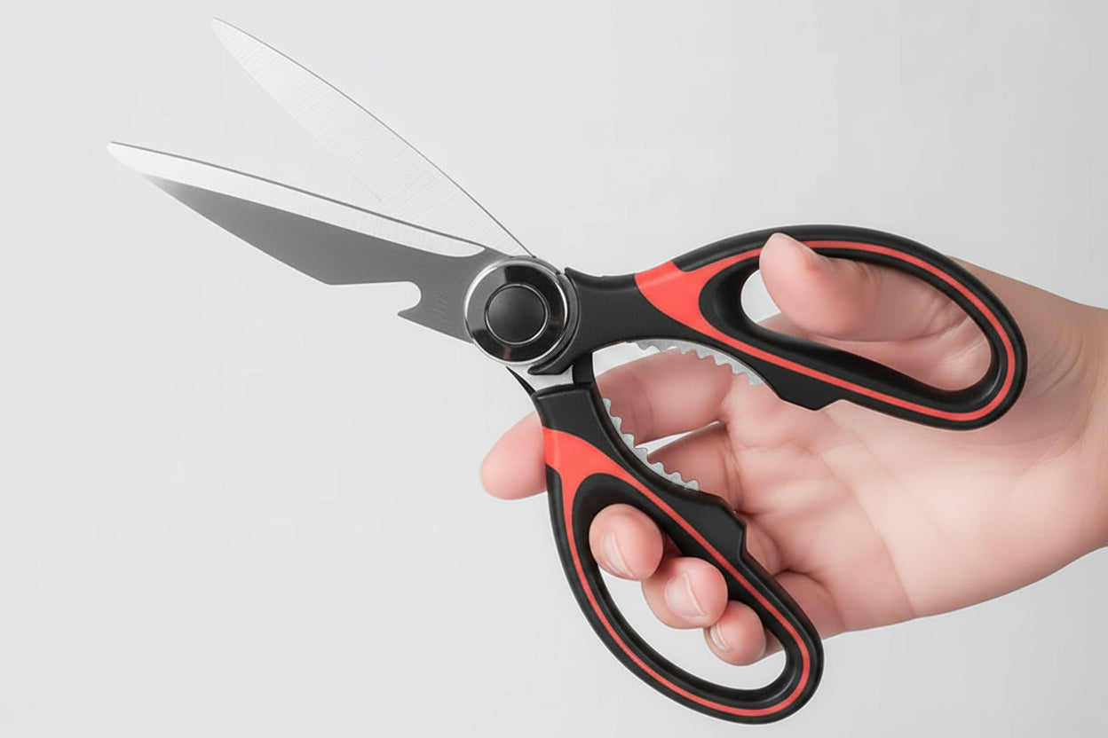 Heavy-Duty Stainless Steel Kitchen Scissors – Multipurpose Ultra-Sharp Kitchen Shears | Black & White or Black & Red