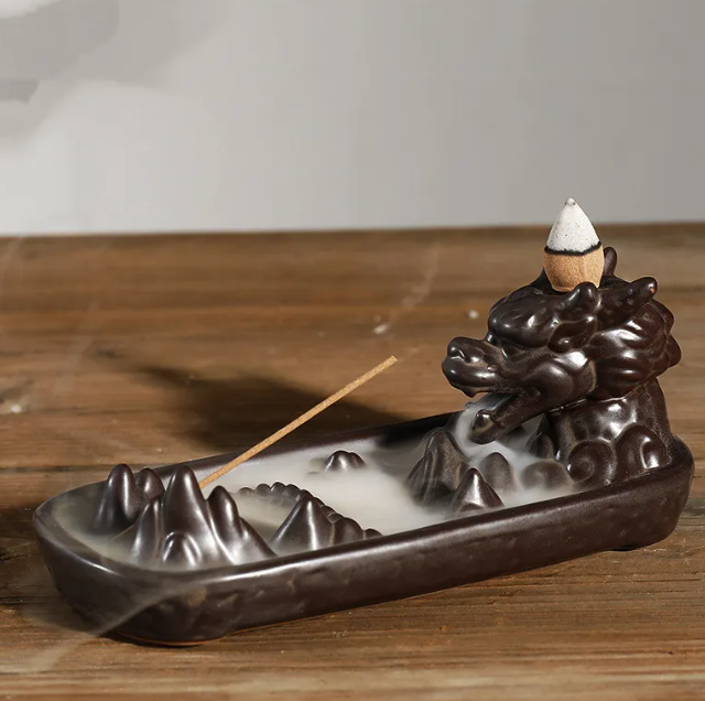 Ceramic Backflow Incense Burner – Waterfall Smoke Effect | Meditation, Relaxation & Home Décor | Backflow Incense Cone Holder