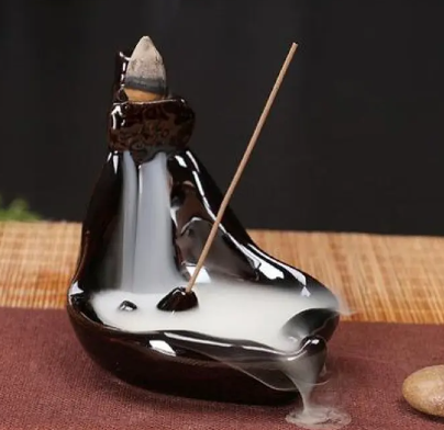 Black Ceramic Backflow Incense Burner – Waterfall Smoke Effect | 5 Artisan Styles | Meditation & Home Décor