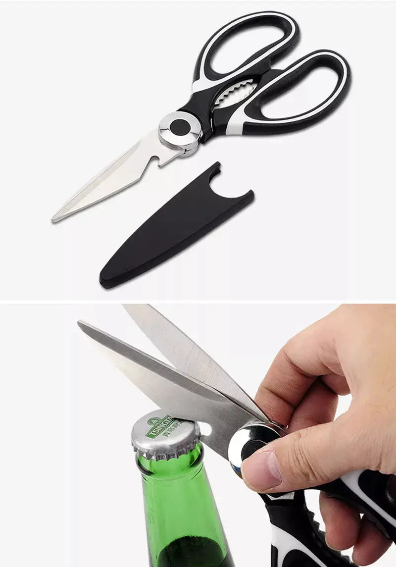 Heavy-Duty Stainless Steel Kitchen Scissors – Multipurpose Ultra-Sharp Kitchen Shears | Black & White or Black & Red