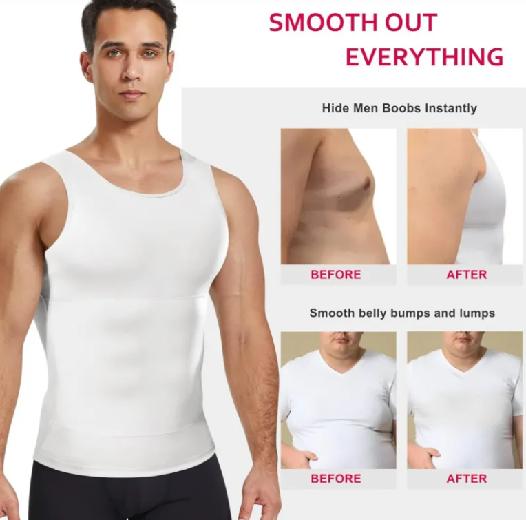 Men's Body Shaping Compression Top – Slim Fit Nylon T-Shirt for Everyday Wear | S–4XL