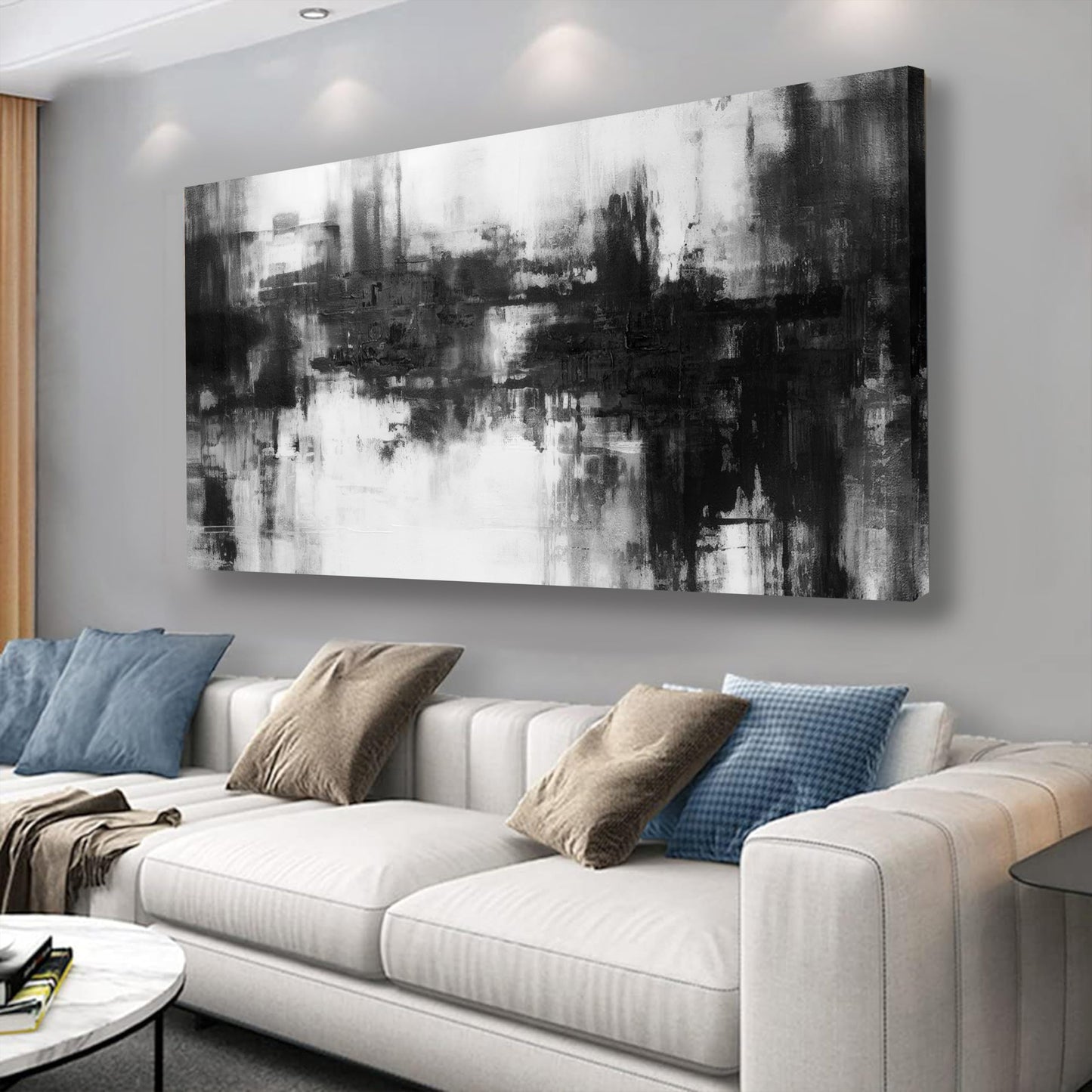 VHMING Black & White Abstract Canvas Wall Art – Pop Culture Rock Decor | 24”×48” | Bedroom, Office & Living Room
