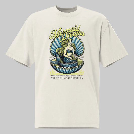 Oversized Mermaid Dreams Faded Graphic T-Shirt