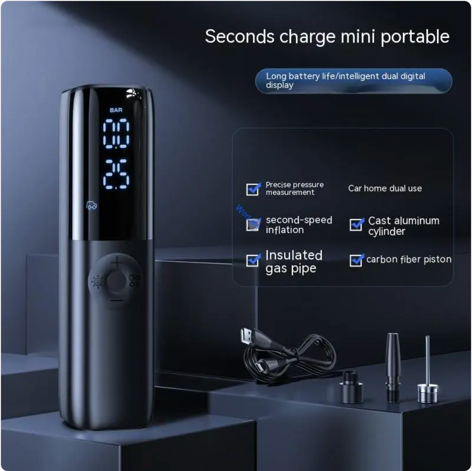 Portable Electric Car Air Pump – 220W Tire Inflator with Built-In Pressure Gauge | 12V/24V | Compact & Fast