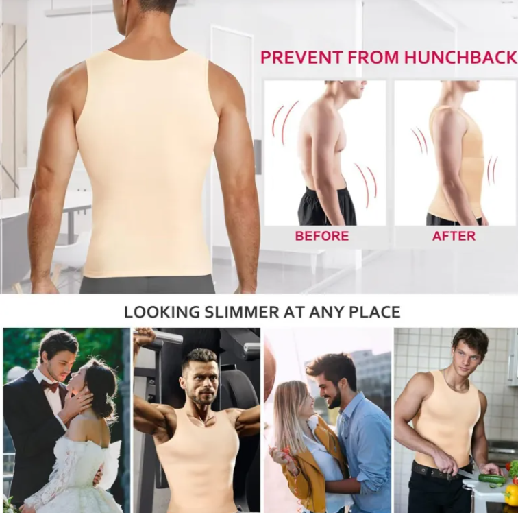 Men's Body Shaping Compression Top – Slim Fit Nylon T-Shirt for Everyday Wear | S–4XL